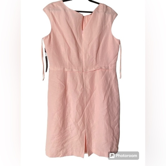 NWT TAHARI Linen Blend Arthur S Levine Womens Size 14W Blush Pink Theresa Dress - Picture 2 of 8